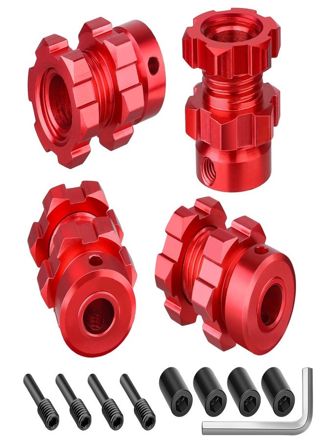 FriHobby 4pcs FriHobby 17mm Wheel Spacer Splined Wheel Hubs Extension Drive Adapter & Nut for Traxxas E-Revo Revo 3.3 E-Maxx T-Maxx Summit Slayer Losi Baja Rey 1/10 RC Monster Truck (Red) - Image 1